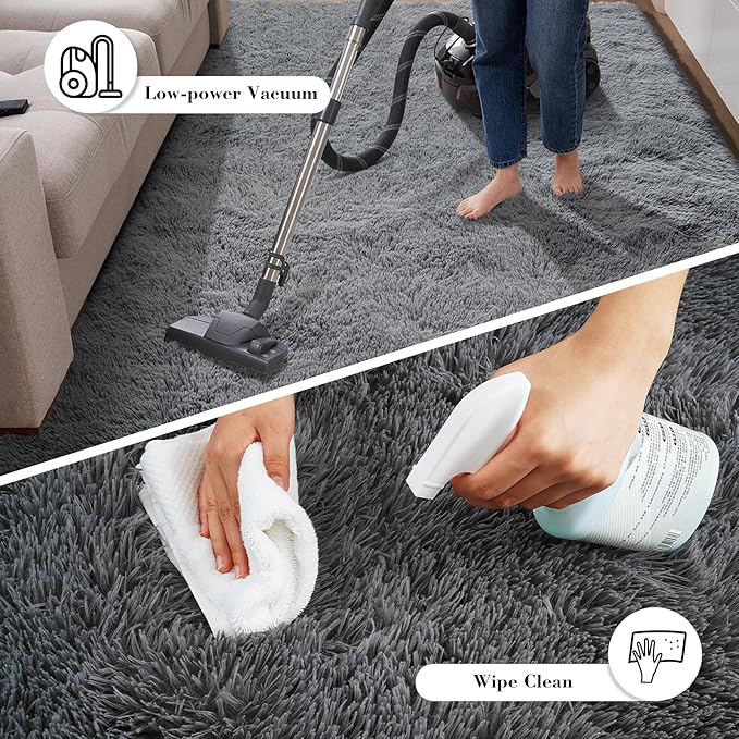 Soft Runner Rugs for Bedroom, Dark Grey 3x7 Area Rugs Fluffy Rug Shaggy Area Rug Carpet, Bedside Rug for Living Room Bedroom Kids Room Home Decor