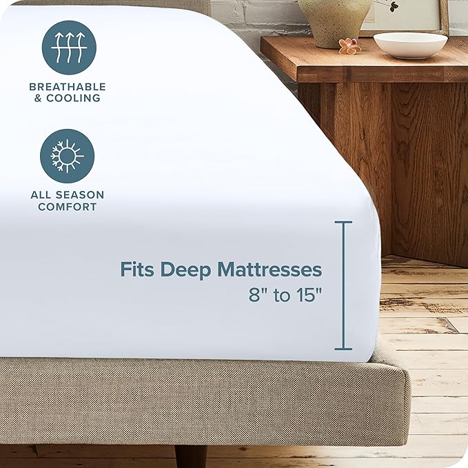 Bare Home 2-Pack Fitted Bottom Sheets Split King - Premium 1800 Ultra-Soft Microfiber - Deep Pocket - 4 Twin XL Fitted Sheets (Split King, White)