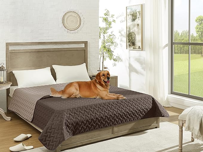 gogobunny 100% Double Sided Waterproof Dog Blanket Soft Pet Bed Cover Reversible Protect Furniture Couch Sofa Car for Puppy Cat Kids (Dark Chocolate/Light Chocolate, 68x82 Inch (Pack of 1))
