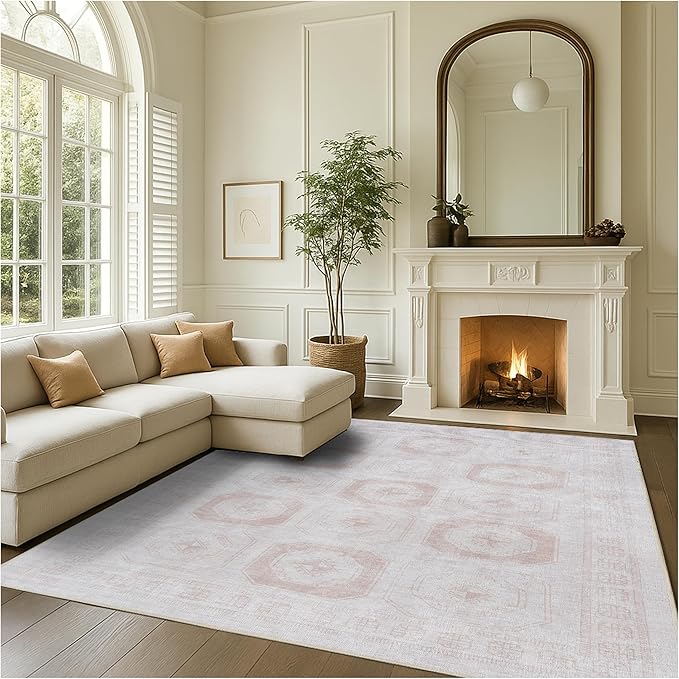 Turkish Rug. Washable Vintage Oriental Antique Inspired Traditional Doormat Small Modern Area Rugs Luxury Entryway Entry Bedroom Bathroom Kitchen (405CB, 2' x 3')