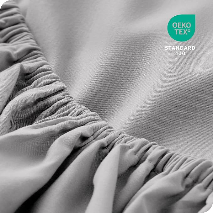 Bare Home 2-Pack Fitted Bottom Sheets Queen - Premium 1800 Ultra-Soft Wrinkle Resistant Microfiber - Deep Pocket (Queen, Light Grey)