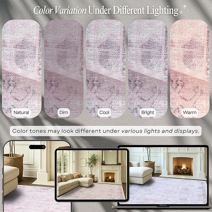 Fame Rugs Turkish Rug. Washable Vintage Oriental Antique Inspired Traditional Doormat Small Modern Area Rugs Luxury Entryway Entry Bedroom Bathroom Kitchen (412PP, 2' x 3')