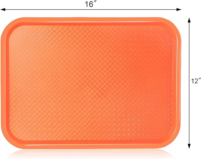 New Star Foodservice Fast Food Tray, 12 x 16 Inch, Orange, Set of 12
