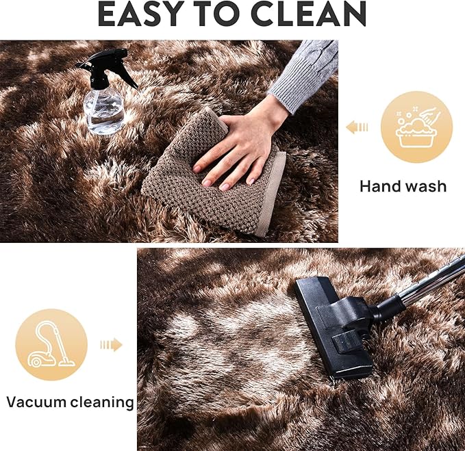 Soft Shaggy Rugs Fluffy Rug, Plush Area Rugs for Living Room Nursery Home Decor, Tie-Dyed Brown Anti-Skid Rectangular Fuzzy Rug 2x3 Feet