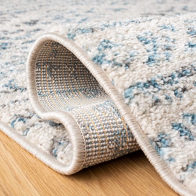 SAFAVIEH Tulum Collection Runner Rug - 2' x 17', Ivory & Turquoise, Moroccan Boho Tribal Design, Non-Shedding & Easy to Clean, Ideal for Living Room, Hallway, Foyer, Bedroom (TUL272E)