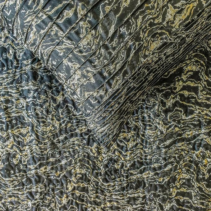 The HomeCentric King/Queen/Twin Black Decorative Bed Runner King 90"x18" Bed Runner Without Pillow Cover, Marble Pattern, Pintucks, Quilted Bed Scarf on Jacquard Fabric - Stellaris