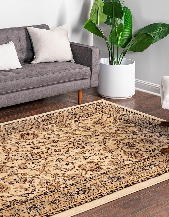 Rugs.com Yasmin Collection Rug – 5' x 8' Ivory Medium Rug Perfect for Bedrooms, Dining Rooms, Living Rooms