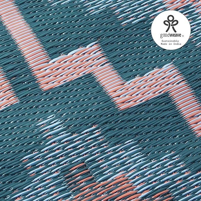 Fab Habitat Outdoor Rug - Waterproof, Fade Resistant, Crease-Free, Reversible - Premium Recycled Plastic - Vintage Boho Kilim - Patio, Porch, Deck, Balcony - Lhasa - Green - 5 x 8 ft