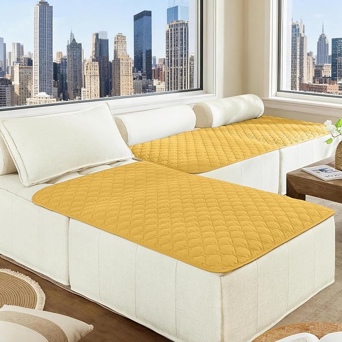 gogobunny 100% Double-Sided Waterproof Dog Bed Cover Pet Blanket Sofa Couch Furniture Protector for Puppy Large Dog Cat, Reversible (40x50 Inch (Pack of 1), Dark Yellow/Light Yellow)