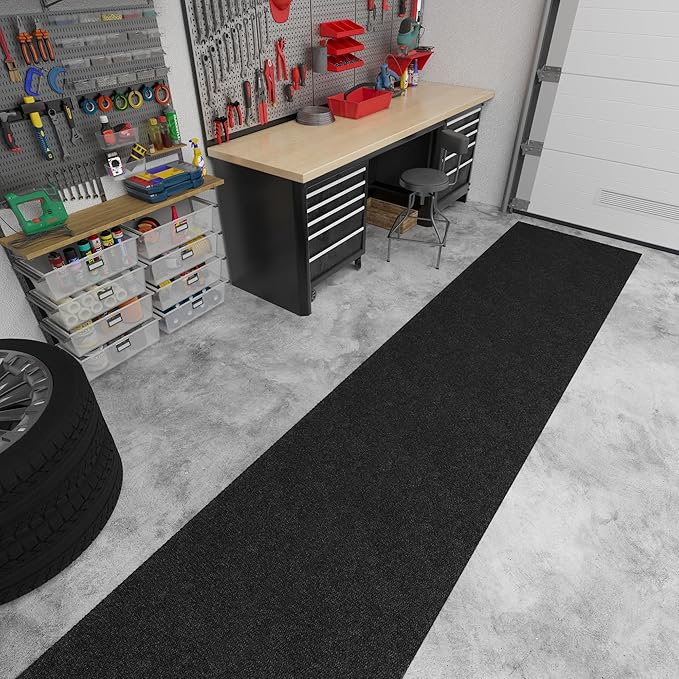 Ottomanson Commercial Scrape Rib Entry Mat – Heavy Duty Ribbed Floor Mat for High Traffic – Non Slip Rubber Back, Waterproof – Indoor Outdoor Use for Offices, Schools, Lobbies, 2' x 5', Black