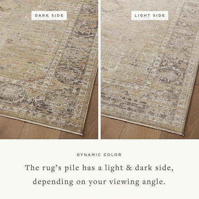 Loloi Magnolia Home by Joanna Gaines Millie Collection MIE-03 Gold/Charcoal 11'-6" x 15'-7", .25" Pile Height, Area Rug