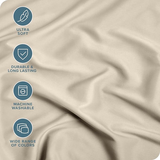 Bare Home 5-Pack Fitted Bottom Sheets Twin Extra Long - Premium 1800 Ultra-Soft Microfiber - Deep Pocket (Twin XL, Sand)