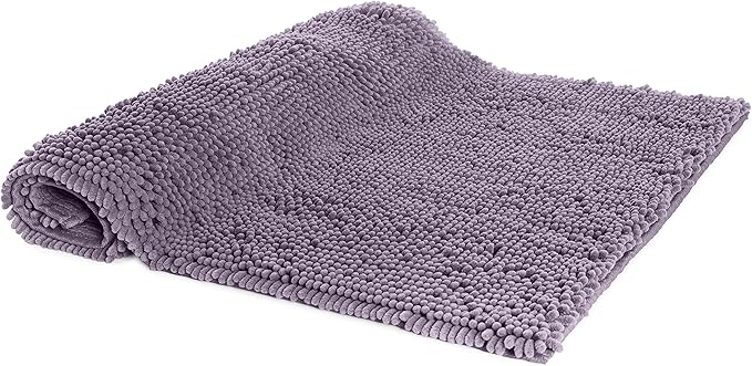 Amazon Basics Non-Slip Microfiber Absorbent Plush Shag Bathroom Rug Mat, 21" x 34", Lavender