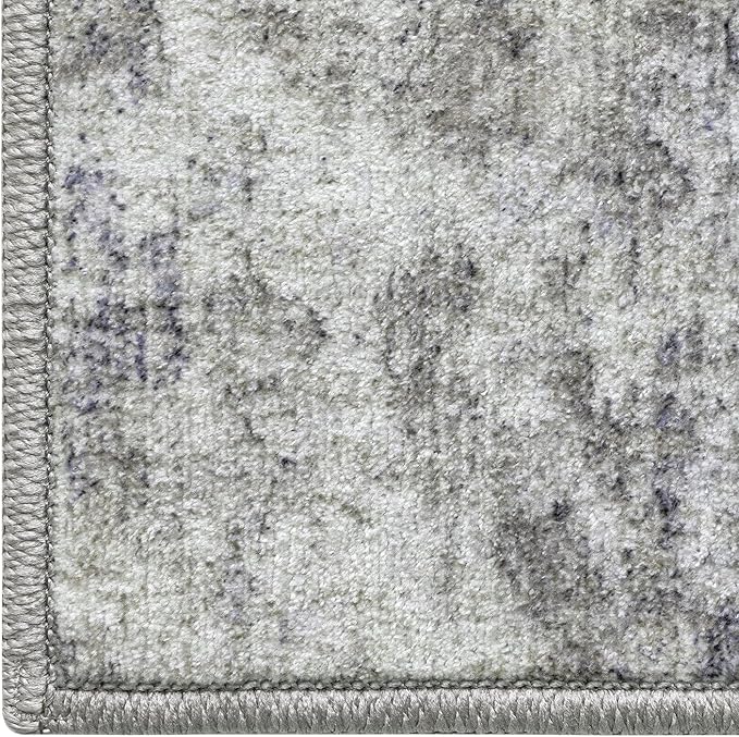 DEXI 5x8 Area Rug for Living Room, Modern Abstract Thin Washable Rug Indoor Floor, Non Slip Stain Resistant Low Pile Carpet for Dining Room Bedroom Office, Blue