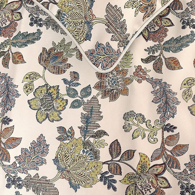 The HomeCentric King Queen Twin Multi Color & Ivory Handmade Twin 53"x18" Bed Runner with Pillow Cover, Floral Bed Scarf on Jacquard Fabric - Seasons Blossoms