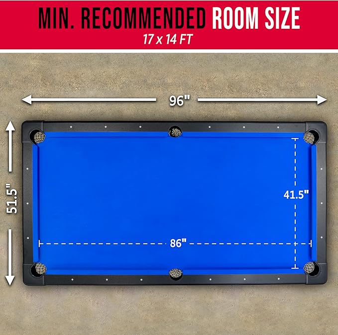 GoSports 6, 7, or 8 ft Billiards Tables - No Assembly, Choose Your Color - Portable Pool Table Includes Full Set of Balls, 2 Cue Sticks, Chalk and Felt Brush