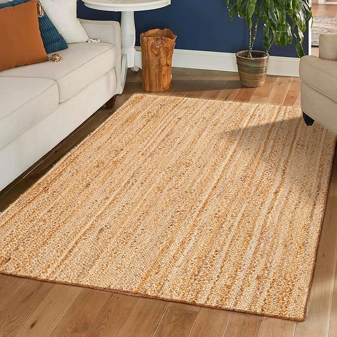 Hausattire Hand Woven Jute Braided Rug, 3'x5' – Natural, Reversible Boho Entry Area Rugs for Kitchen, Living Room I Farmhouse Indoor Outdoor Decorative Floor Rug, 36x60 Inches