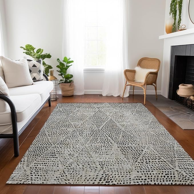 Addison Rugs Chantille ACN591 Gray 8' x 10' Indoor Outdoor Area Rug, Easy Clean, Machine Washable, Non Shedding, Bedroom, Living Room, Dining Room, Kitchen, Patio Rug