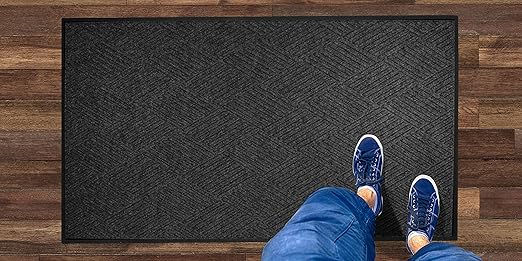 M+A Matting WaterHog Diamond | Commercial-Grade Entrance Mat with Rubber Border – Indoor/Outdoor, Quick Drying, Stain Resistant Door Mat (Charcoal, 3' x 6')