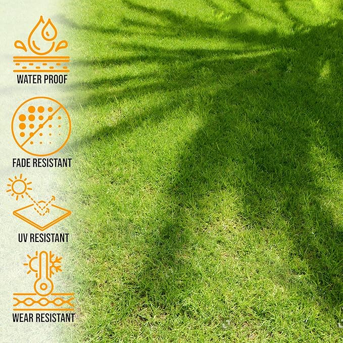 Ottomanson 2' x 2'7" Artificial Faux Grass Rug - Realistic Turf with UV Protection - Perforated for Easy Drainage - Durable, Hose-Off Synthetic Lawn Carpet for Indoor & Outdoor Use, Green