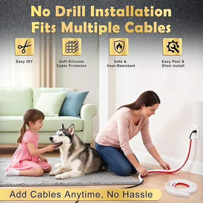 39in Cord Hider for Wall, Hide TV Wires, Self-Adhesive Silicone Cord Covers for Wires on Wall, White Cable Raceway Kit, Paintable Cable Hider Flush to Wall Design in Home Office, 0.7" W x 0.4" H