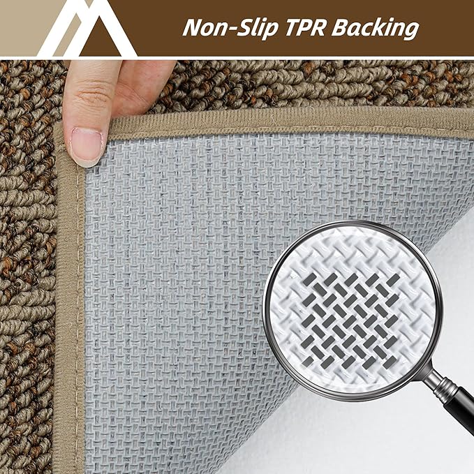 COSY HOMEER Non-Slip Door Mat 24"x36", Entryway Rugs Low Profile Absorbent Dirt Trapper Doormat for Front Entrance, Washable Polypropylene Entry Mat (Beige)