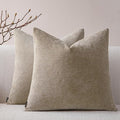 a moment Pack of 2 Decorative Chenille Throw Pillow Covers with Twill Cushion Covers for Sofa Living Room Couch Bed 18x18 Inch Light Brown