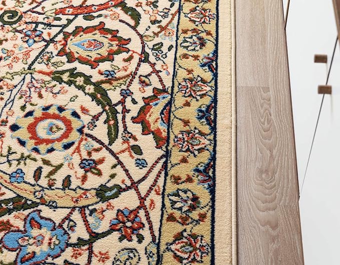 Unique Loom Espahan Collection Area Rug - Cape Cod (5' 1" x 8' Rectangle, Cream/ Black)