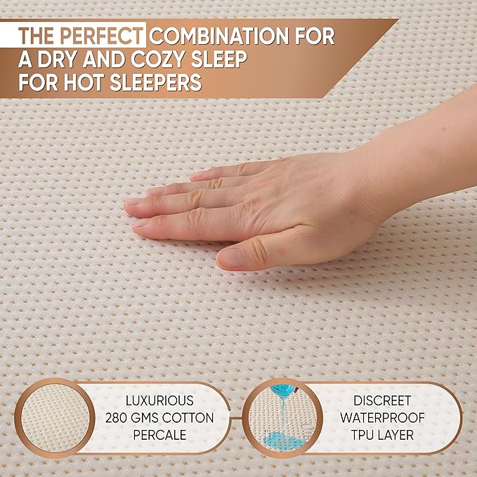 Deluxe Cooling Waterproof Organic Mattress Protector Queen - Organic Cotton Percale Breathable Mattress Pad Cover - Naturally Cool for Hot Sleepers – Soft Natural Comfort