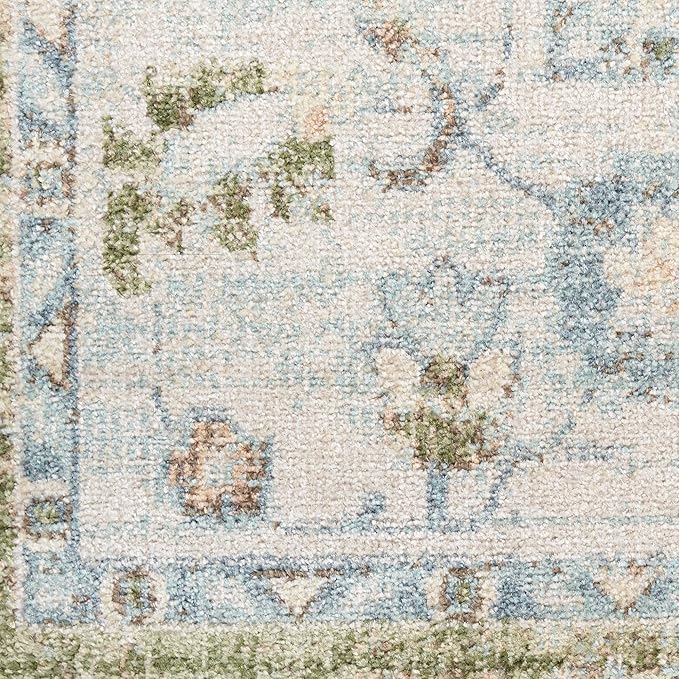 Nourison Home Astra Machine Washable Blue Green 6'7" x 9' Area Rug - Easy Clean, Non Shedding, Bed Room, Living Room, Dining Room, Kitchen (7' x 9')