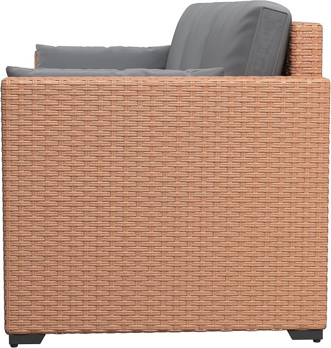 Outsunny Patio Couch PE Wicker Deep Seating Outdoor Sofa