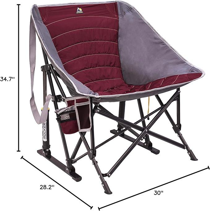 GCI Outdoor MaxRelax Pod Rocker Portable Rocking Chair & Outdoor Camping Chair, Red