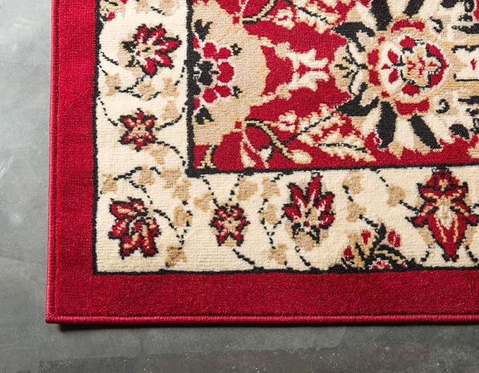 Unique Loom Espahan Collection Area Rug - Cape Cod (4' 1" x 6' 1" Rectangle, Red/ Beige)