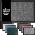 GORILLA GRIP 100% Waterproof All-Season WeatherMax Doormat 35x23, US Designed Natural Rubber, Stain and Fade Resistant, Low Profile Indoor Outdoor Door Mats, Easy Clean Patio Mat, Steel Chevron