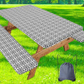 misaya Picnic Table Cover with Bench Cover, Waterproof Elastic Fitted Tablecloth for 5 Foot Tables, Rectangle Washable Polyester Tablecloths for Picnic, Camping, Outdoor (Black, 30" x 60")