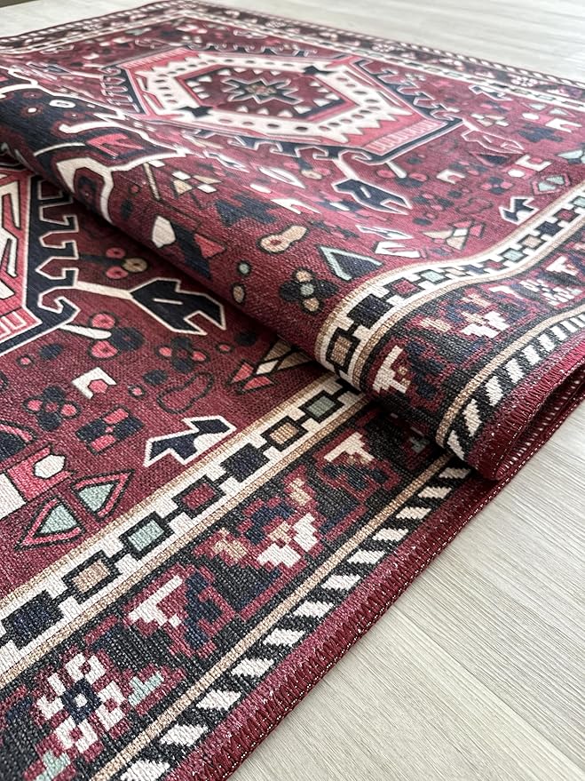Fame Living Washable Area Rug. Modern Farmhouse. Vintage. Turkish. Bohemian. Distressed. Oriental. Traditional. Rugs for Living Room. Dining. Bedroom. Office. Entryway. Foyer. (851RR, 5' x 6'9")