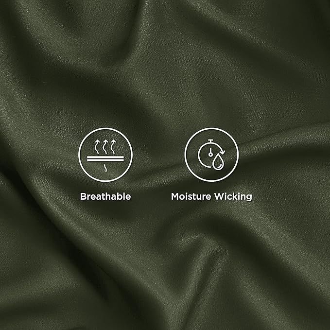 Bedsure Cooling Sheets Twin, Rayon Derived from Bamboo, Breathable & Soft Twin Sheets Set, Deep Pocket Up to 16 Inches, Hotel Luxury Silky Bedding for Hot Sleepers, Olive Green