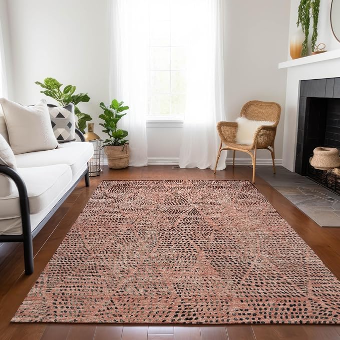Addison Rugs Chantille ACN591 Salmon 9' x 12' Indoor Outdoor Area Rug, Easy Clean, Machine Washable, Non Shedding, Bedroom, Living Room, Dining Room, Kitchen, Patio Rug
