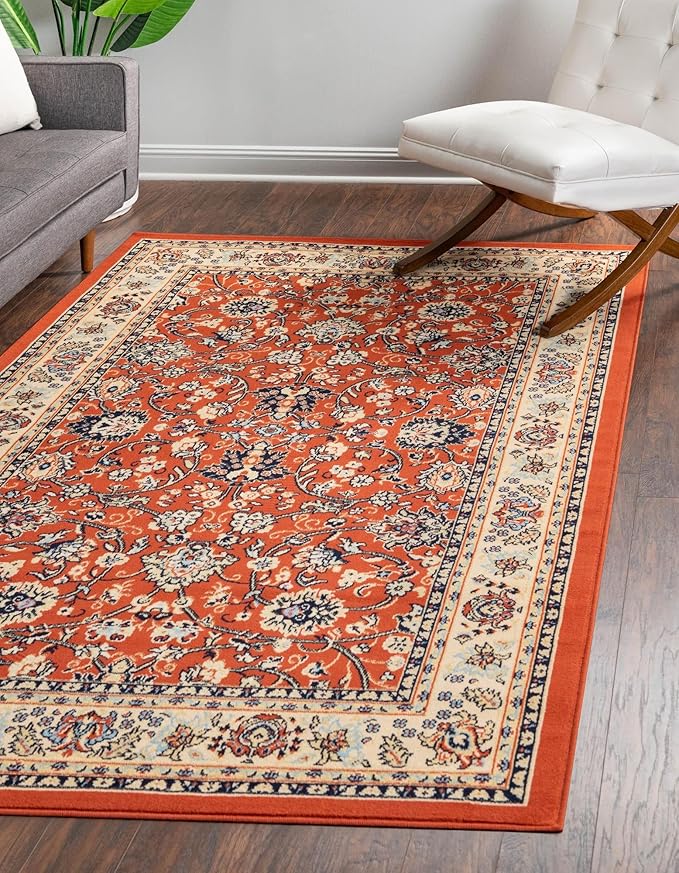 Rugs.com Yasmin Collection Rug – 9' x 12' Terracotta Medium Rug Perfect for Living Rooms, Large Dining Rooms, Open Floorplans