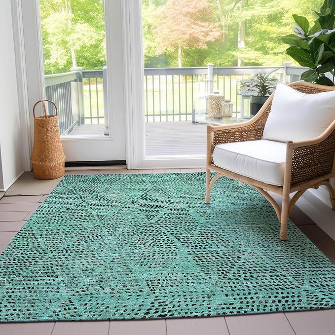 Addison Rugs Chantille ACN591 Teal 3' x 5' Indoor Outdoor Area Rug, Easy Clean, Machine Washable, Non Shedding, Bedroom, Living Room, Dining Room, Kitchen, Patio Rug