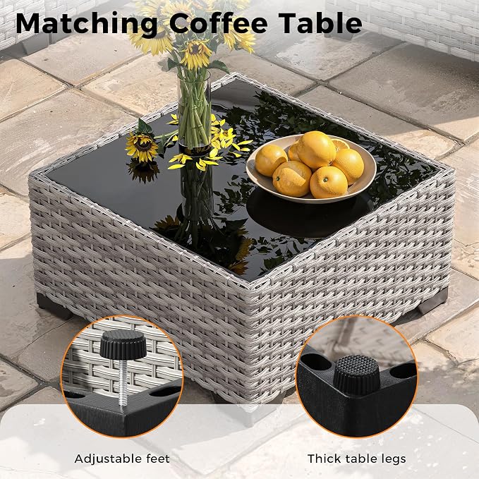 6-Seat Modular Patio Furniture Set – Outdoor Wicker Sectional Sofa