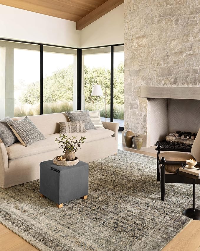 Loloi Amber Lewis Morgan Collection MOG-02 Navy/Sand 2'-3" x 7'-6" 38" Thick Runner Rug feat. CloudPile, Neutral, Room Décor, Vintage Inspired, Livingroom, Bedroom, Dining Area