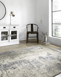 Loloi Teagan Collection TEA-07 Natural/Denim 9'-9" x 13'-6" Area Rug, Large, Soft Neutral Rug, High-Traffic for Living Room, Bedroom, Home Office, Dining Area