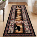 Rustic Cabin Bear Runner Rug, 2x6ft, Native American Long Runner Rug, Wildlife Black Bear Forest Hallway Rug, Vintage Brown Non-Slip Washable Southwestern Style Rug for Entry Kitchen