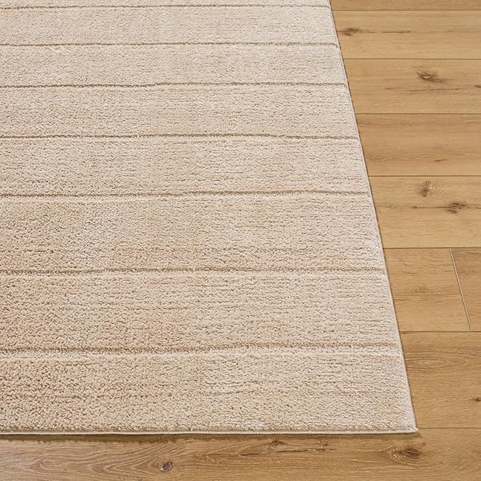 Livabliss x Our PNW Home Cascade Minimalist Striped Area Rug, 10' x 14', Taupe