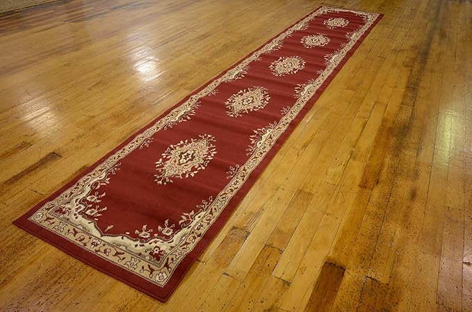 Unique Loom Reza Collection Traditional Persian Style Area Rug, 3 ft x 16 ft 5 in, Burgundy/Ivory
