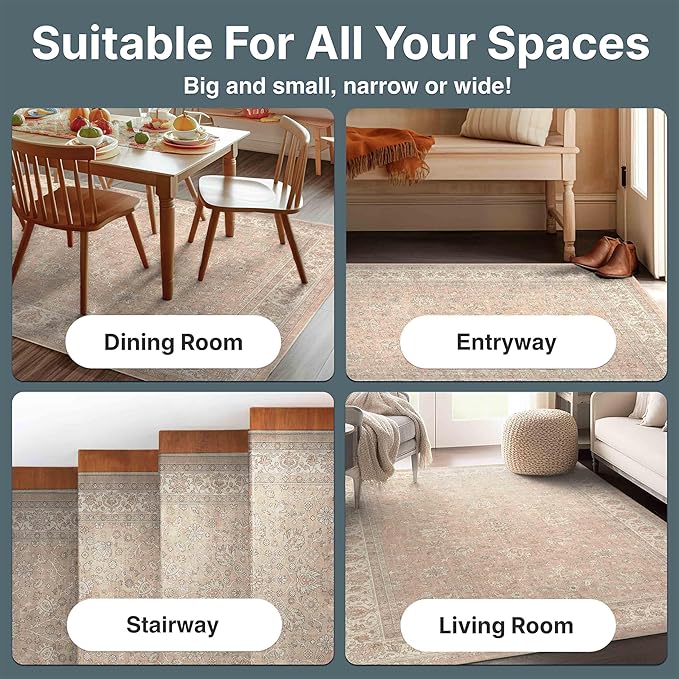 Well Woven Asha Rome Beige Cream 3'3" x 5' Area Rug - Oriental Floral Pattern, Easy Clean, Floor-Friendly Backing - for Living Room, Bedroom, and Dining Room