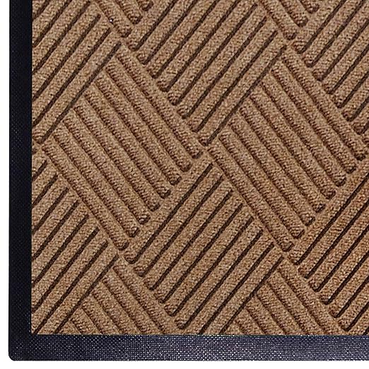 WaterHog Diamond | Commercial-Grade Entrance Mat with Rubber Border – Indoor/Outdoor, Quick Drying, Stain Resistant Door Mat (Medium Brown, 4' x 12')