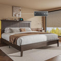Lifezone King Bed Frame with Headboard, Solid Wood Bed Frame King Size with