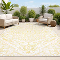 JONATHAN Y Boho Medallion Indoor Outdoor Area Rug 8X10 Cream/Yellow, Estrella Textured Weave for Backyard, Patio, Porch, Easy-Cleaning, High Traffic, Pet-Friendly, Non-Shedding (SMB105H-8)